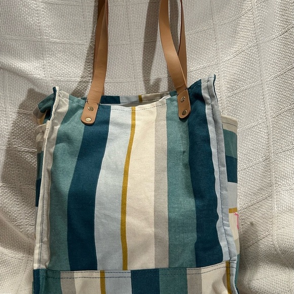 FEED Project Coastal Striped Canvas Tote Bag - Picture 4 of 11